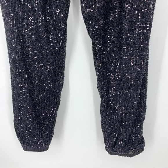 city chic womens one size jumpsuit strapless sequins pockets black joggers - Picture 2 of 12